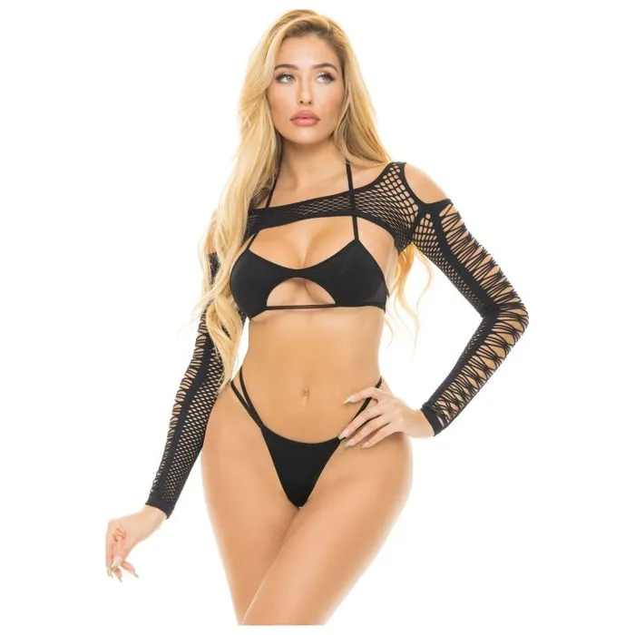 Pink Lipstick Shrug Life 3piece bra set Black OS Pink Lipstick Anal