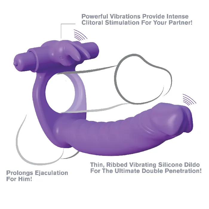Fantasy CRingz Silicone Double Penetrator Rabbit Cock Ring Pipedream Products Male Sex Toys