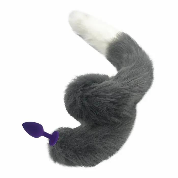 House of Dasein Butt Plug Tails 80Cm Long Grey White Fox Tail Cosplay Anal Butt Plug Bdsm Pet Play Anal