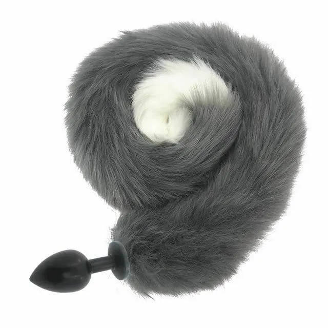 House of Dasein Butt Plug Tails 80Cm Long Grey White Fox Tail Cosplay Anal Butt Plug Bdsm Pet Play Anal