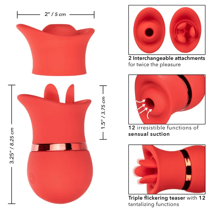 CalExotics French Kiss SUCK AND PLAY INTERCHANGEABLE SET Red Suction and Triple Flickering Tongue Vibrator Vibrators