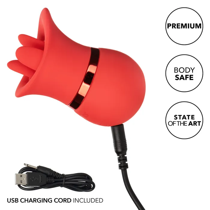 CalExotics French Kiss SUCK AND PLAY INTERCHANGEABLE SET Red Suction and Triple Flickering Tongue Vibrator Vibrators