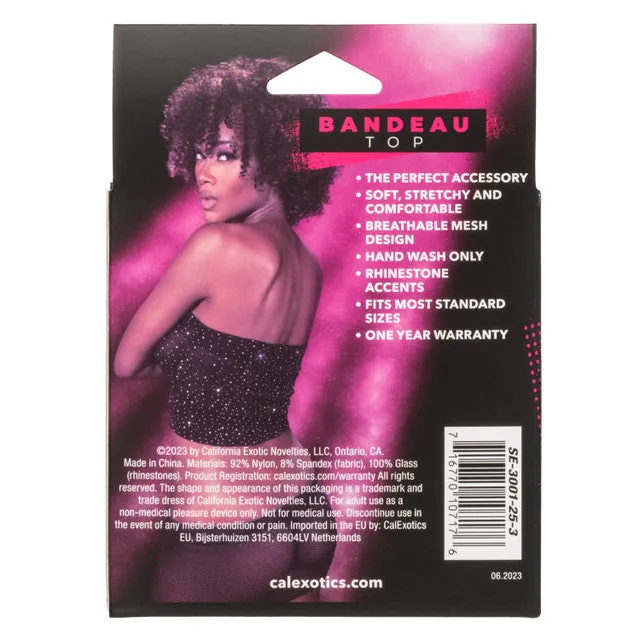 Radiance BANDEAU TOP Black Boob Tube with Sparkling Rhinestones One Size CalExotics Bodystockings Playsuits