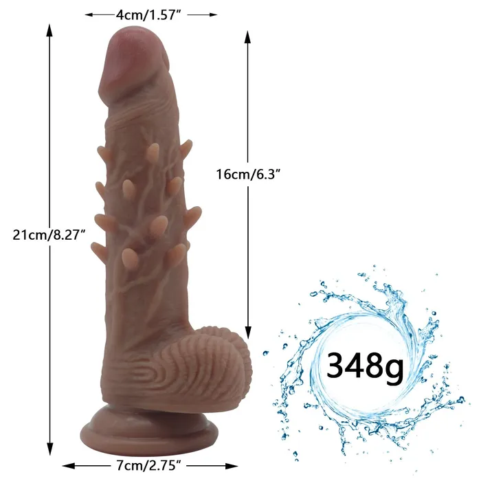 HEXHER Female Sex Toys Double Layers Hardness Liquid Silicone Dildo with Barbs