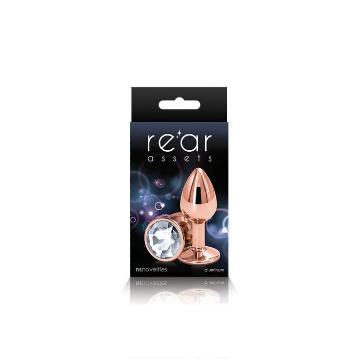 NS Novelties Rear Assets Rose Gold Plug Small Clear Anal NS Novelties Rear Assets Rose Gold Plug Small Clear Anal